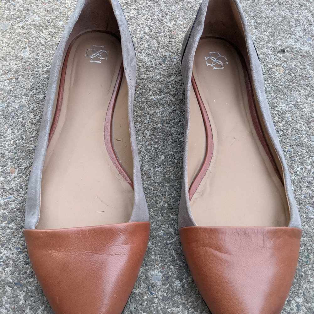 Ann Taylor Cap Toe Flats Leather 8.5 EUC